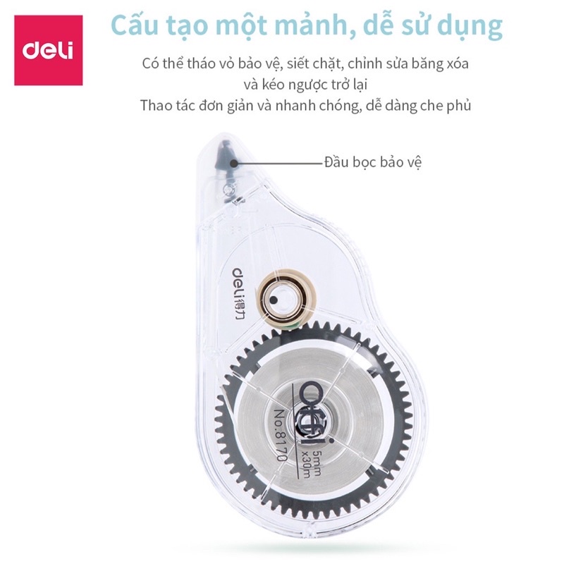 (Hỏa Tốc) Combo 2 bút xoá băng Deli cỡ lớn dài 30m , Bút xoá giấy ,băng xoá giấy Deli cỡ đại 30m x 5m , công nghệ Nhật