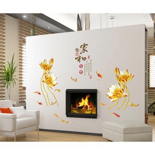 Decal dán tường hoa sen vàng
