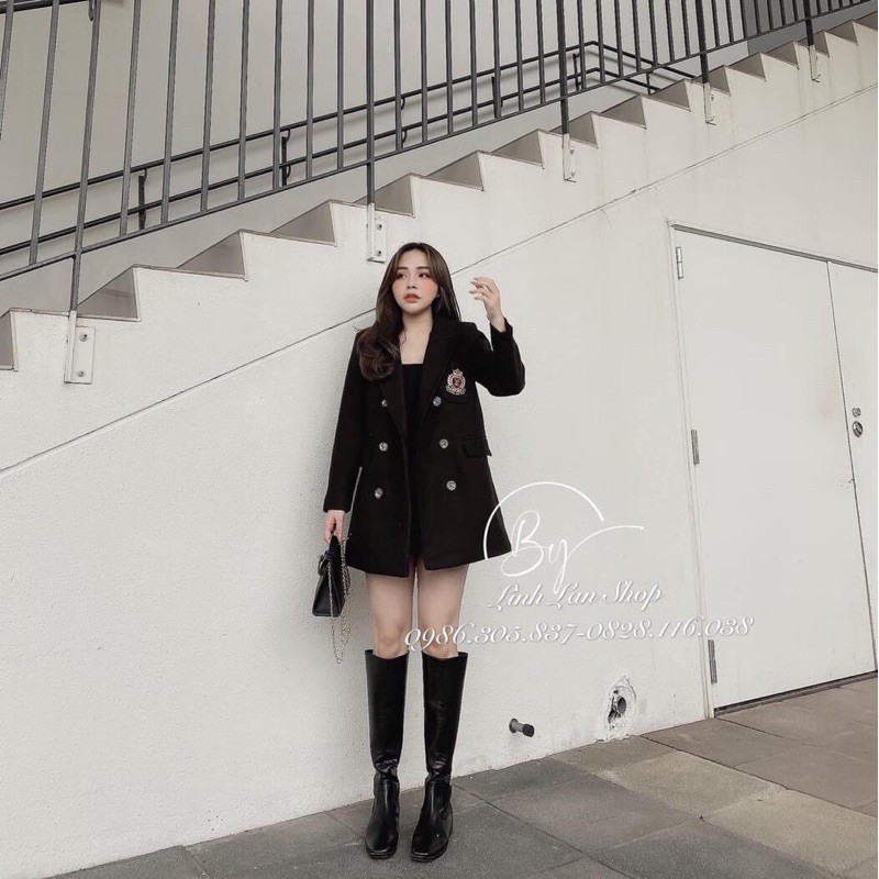 Áo dạ Vest Logo Đen hàng sẵn