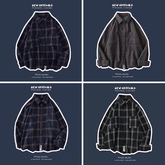 SƠMI CARO DẠ ULZZANG form rộng cổ bẻ unisex hoạ tiết kẻ size M tới 2XL sơmi nam nữ unisex kẻ sọc