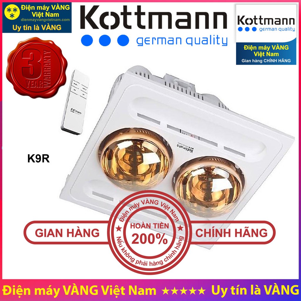 Đèn sưởi nhà tắm Kottmann K2B-H K3B-H K2B-Q K3B-Q K2B-HW-G K4B-G K9S K9R K4B-T - Hàng chính hãng