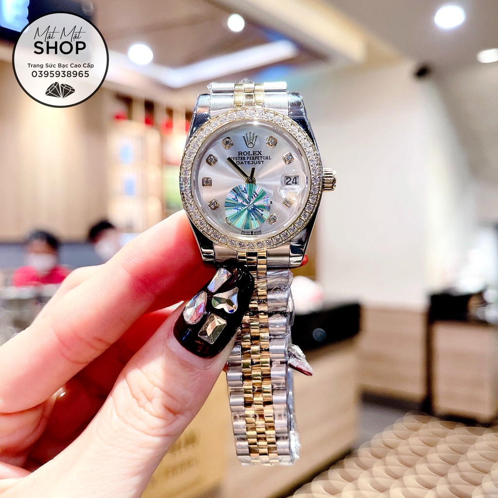 Đồng hồ nữ Dòng Rolex tem 7 màu nay về demi mặt trắng trơn