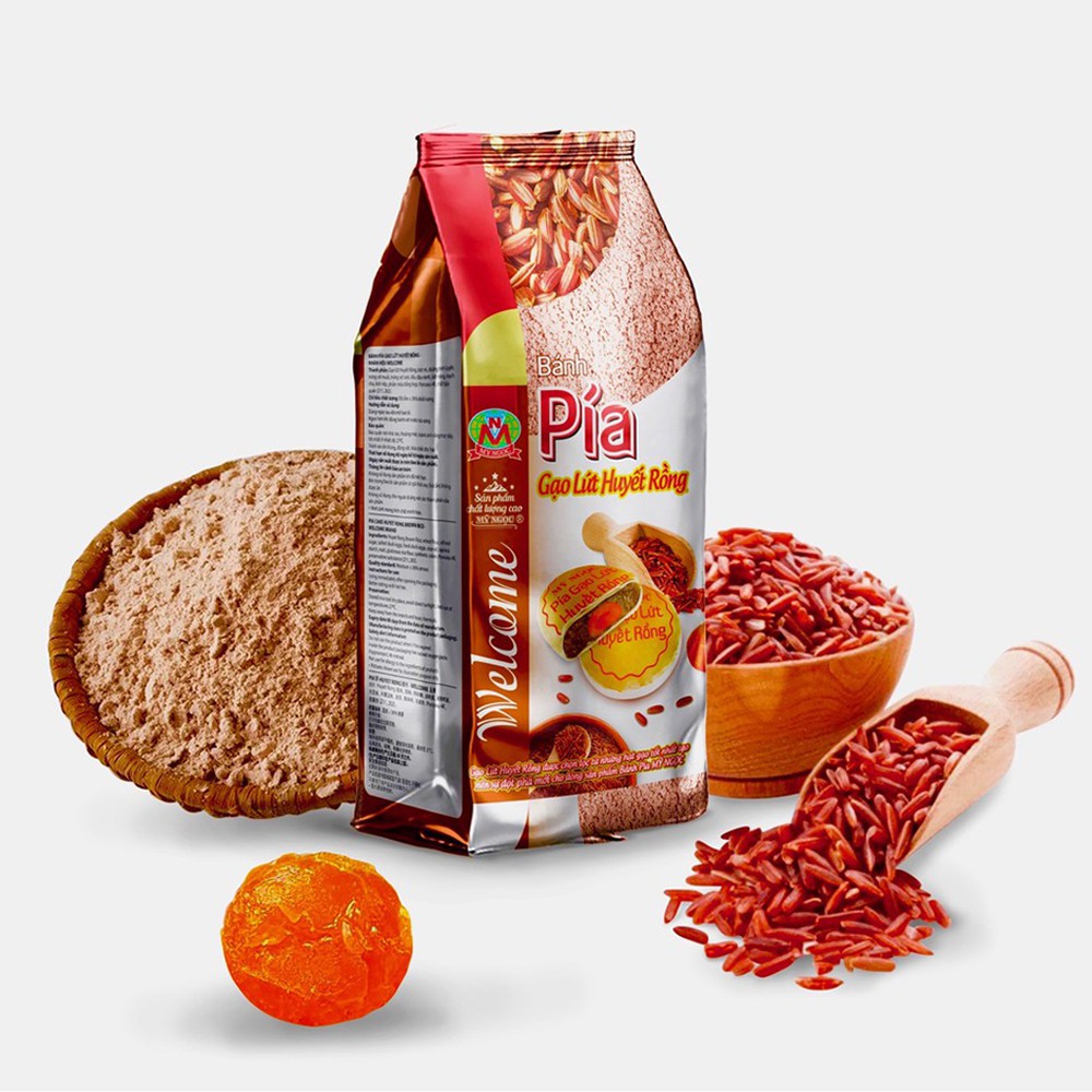 01 Bịch x 4 cái  Bánh Pía Gạo Lức Huyết Rồng Trứng Muối Mỹ Ngọc