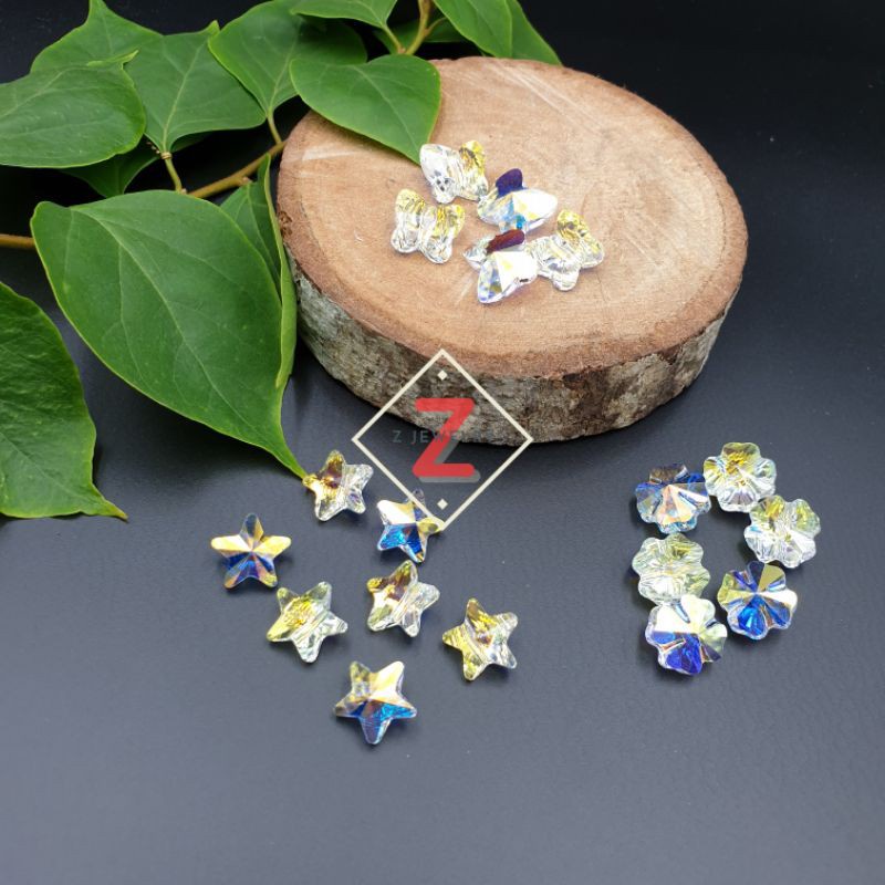 01 hạt pha lê nhân tạo 12ly cao cấp hình ngôi sao/ cỏ 4 lá / Bướm