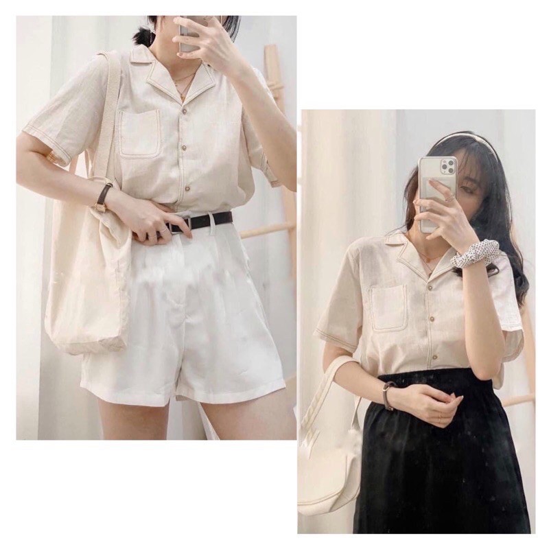 Áo Sơmi Cộc Tay Cổ Vest