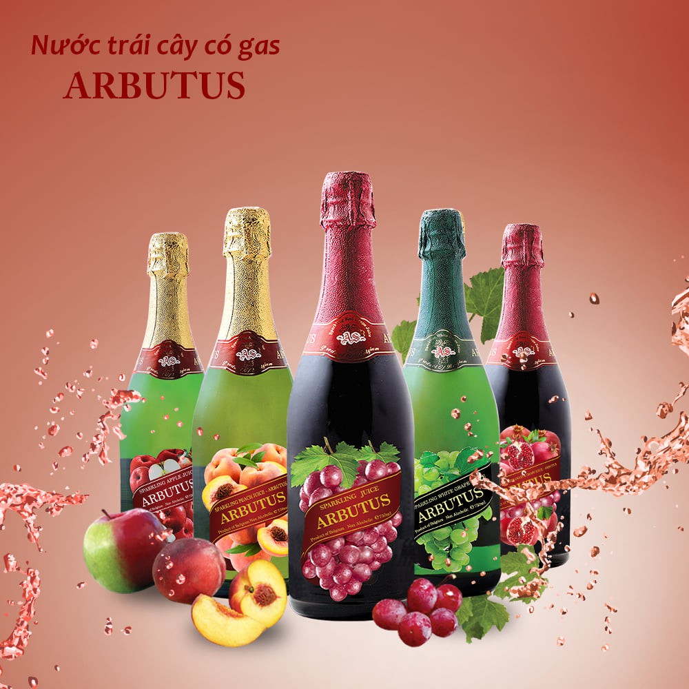 Nước Trái Cây Có Gas Sparkling Juice Arbutus Đủ vị 750ml