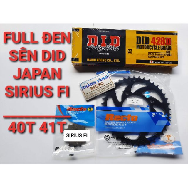 NHÔNG SÊN DĨA SIRIUS FI DĨA 38T 40T 41T Nhông 13,14,15,16 FULL ĐEN SÊN DID JAPAN CHÍNH HÃNG