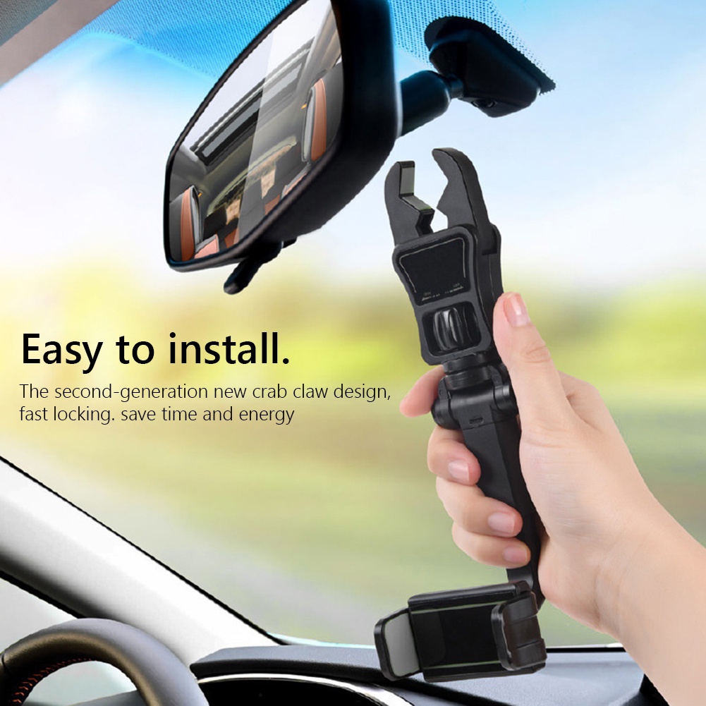 Giá Đỡ Điện Thoại Xoay 360 Độ Kẹp Gương Chiếu Hậu, Gắn Sau Ghế Xe Ô Tô