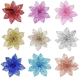 Set 5 hoa nhân tạo lấp lánh 10cm trang trí cây thông Giáng sinh