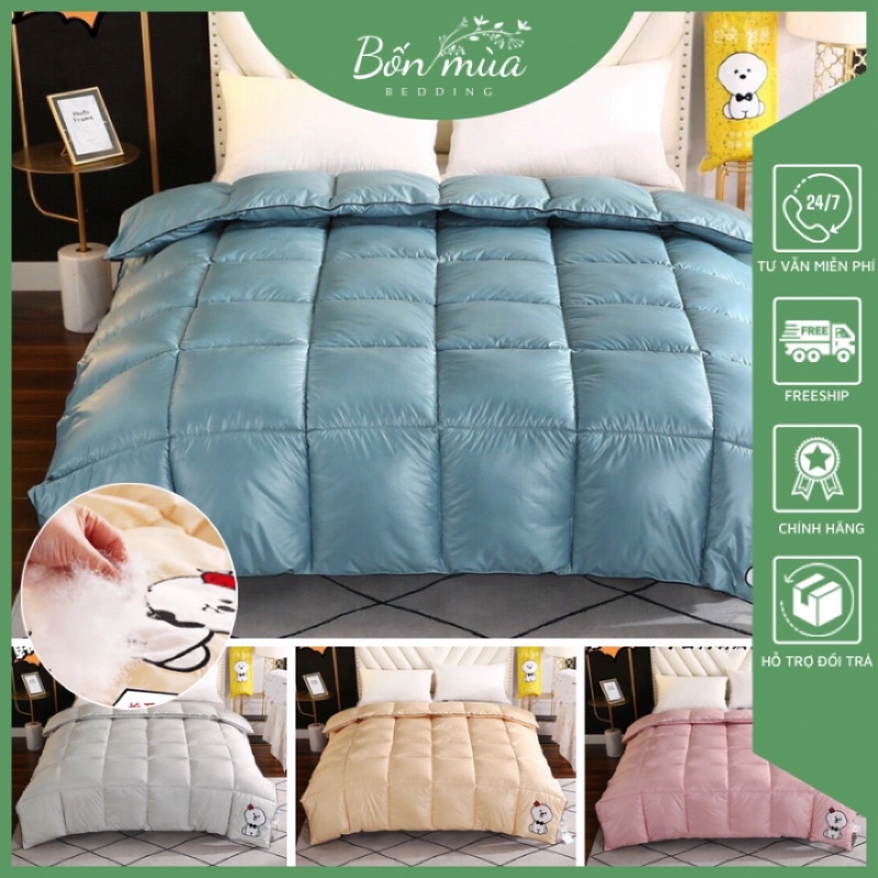 Chăn Phao Lông Vũ, Chăn Siêu Nhẹ Chó Trắng Hàn Quốc nhập khẩu full box, kích thước 2mx2m3, cân nặng 3kg - hàng cao cấp