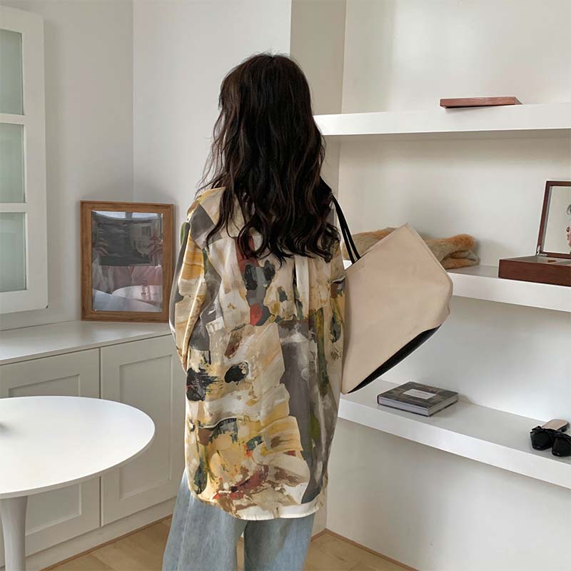 Áo Sơ Mi Tay Dài Họa Tiết Mực In Độc Đáo Thời Trang Hàn Quốc | BigBuy360 - bigbuy360.vn