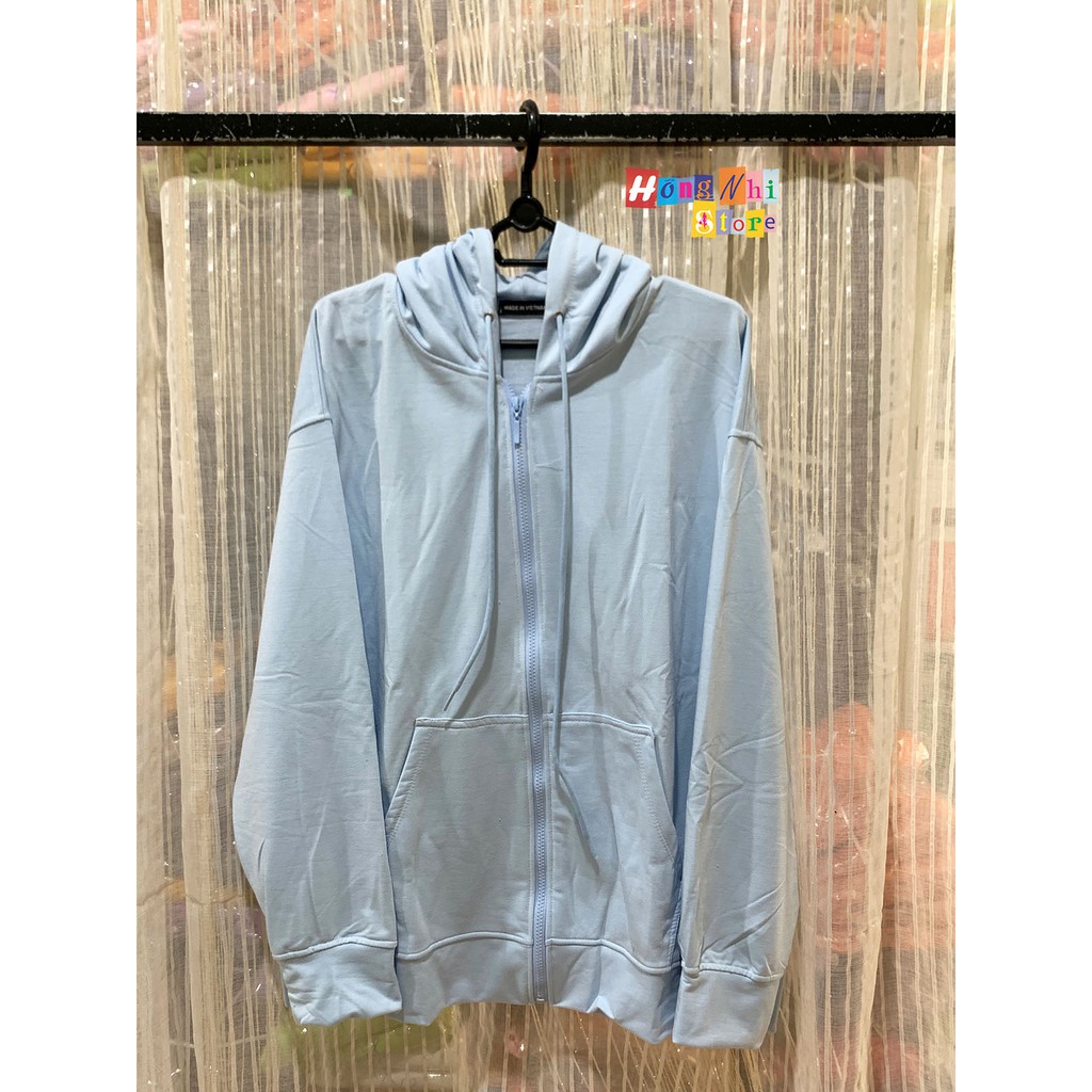 Áo Khoác Hoodie Zip Trơn Oversize Ulzzang Unisex Hoodie Dây Kéo Màu Xanh Dáng Rộng - MM | BigBuy360 - bigbuy360.vn