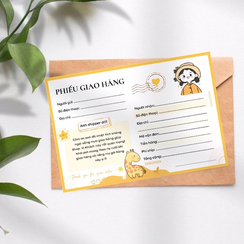 50 tờ Phiếu giao hàng không keo, size 10.5 x 14.5 cm
