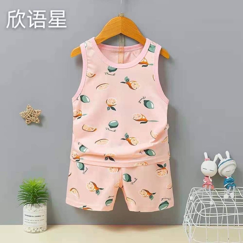 bộ balo sát nách cotton lạnh quảng châu xuất hàn bé gái sz 8-15kg