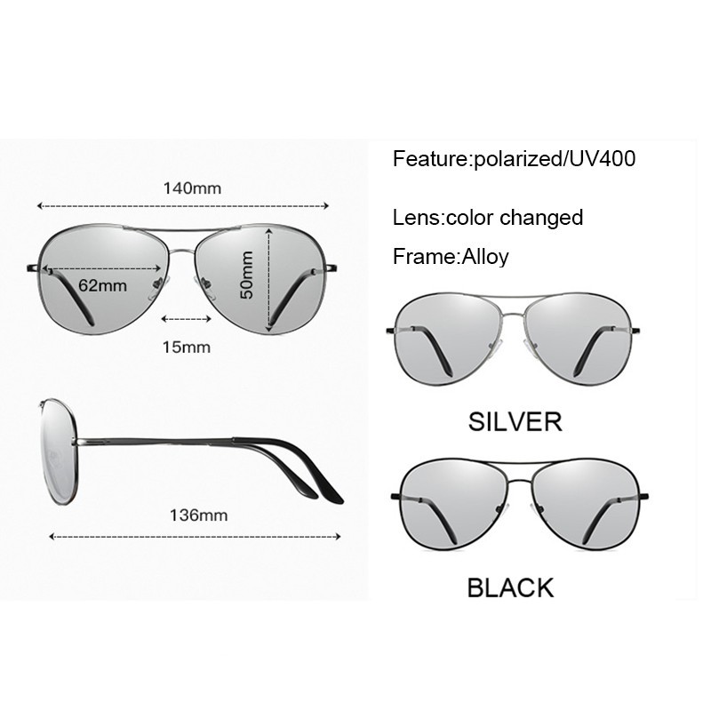 Kính mát phi công thay đổi màu sắc cho nam và nữ | BigBuy360 - bigbuy360.vn