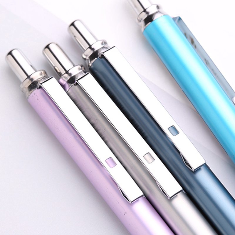 Bút Chì Bấm Bằng Kim Loại 0.5mm / 0.7mm Thiết Kế Đơn Giản Cho Học Sinh