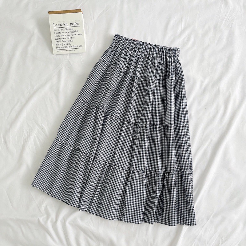 Chân váy caro tầng meuclothing phong cách vintage | BigBuy360 - bigbuy360.vn
