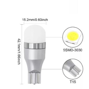 2 bóng T15 búp 12V 24V 30V Ceramic tỏa đều đèn lùi xe ô tô