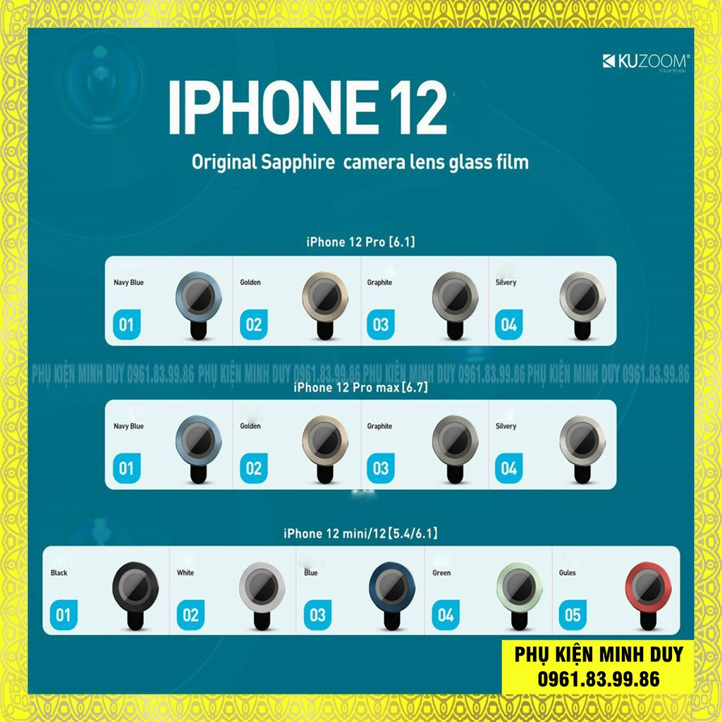 Dán bảo vệ camera Iphone 12 chính hãng KUZOOM