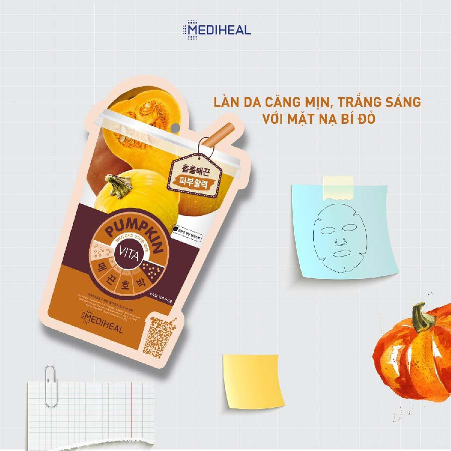 Mặt nạ tinh chất bí ngô giúp săn chắc da Mediheal Pumpkin Vita Mask 20ml [K12]