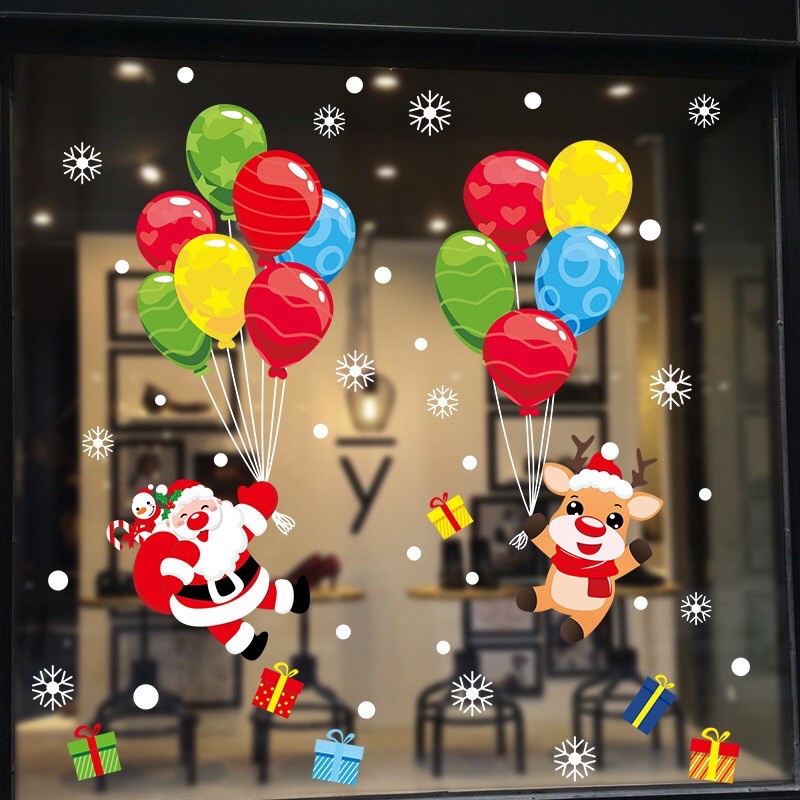 Decal trag trí Noel - Bong Bóng Bay giáng sinh vui nhộn