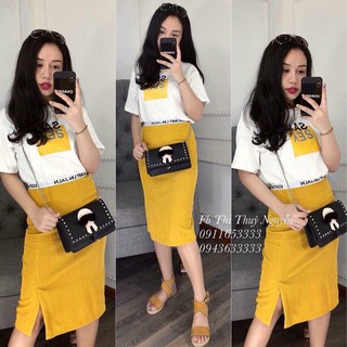 set chân váy umi + áo cotton
