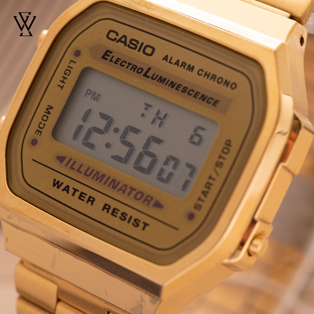 Đồng Hồ Điện Tử Nữ Casio WATCHSTORE A168WG-9WDF Thiết Kế Mặt Kính Nhựa 36mm, Dây Đeo Kim Loại, Vỏ Thép Không Gỉ