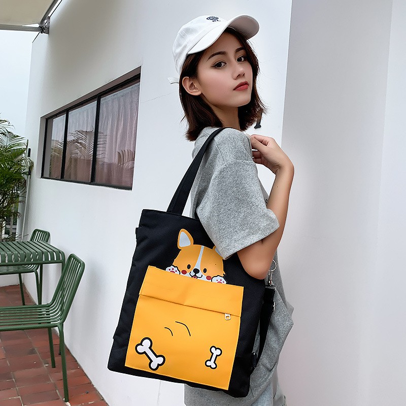 Túi tote túi vải canvas đa năng phong cách Hàn Quốc Taro Stationery