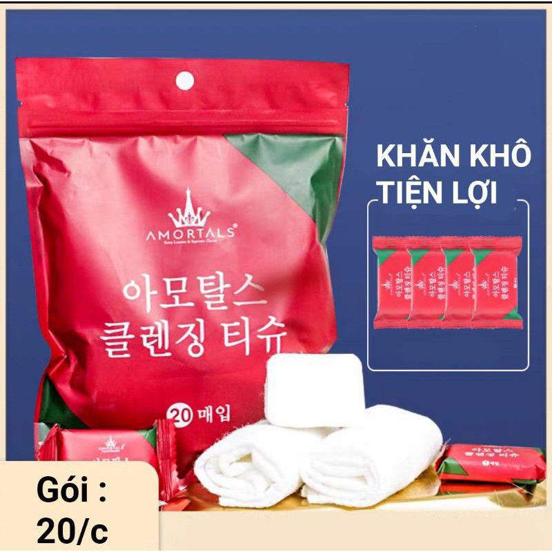 Set 20 chiếc khăn Cotton dạng nén dùng 1 lần tiện dụng khi du lịch-khăn ướt viên kẹo