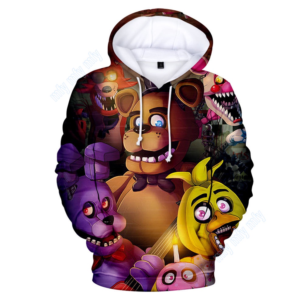 Áo Khoác Hoodie Chui Cổ In Hình Five Nights at Freddy 'S 3D Cho Bé Trai / Bé Gái