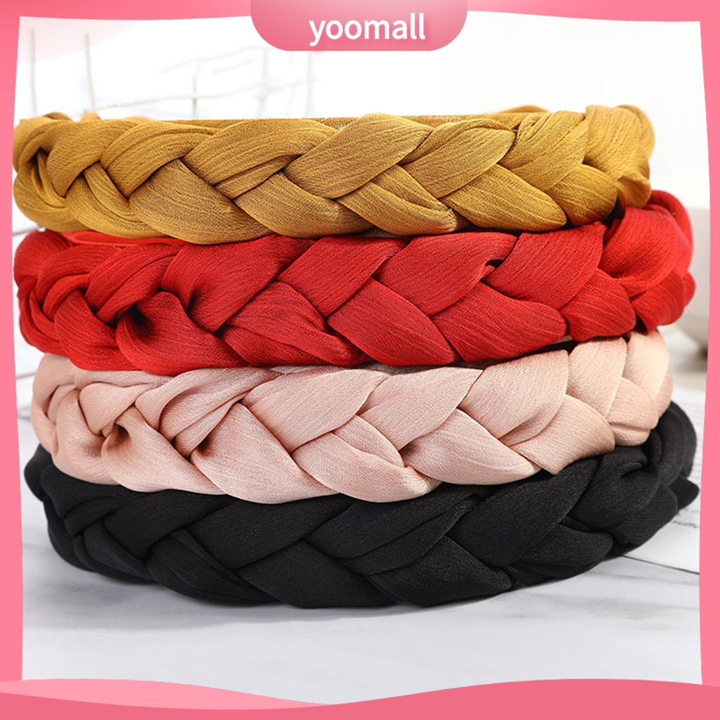 Băng Đô Cài Tóc Bằng Vải Satin Màu Trơn Thắt Nút Dành Cho Nữ