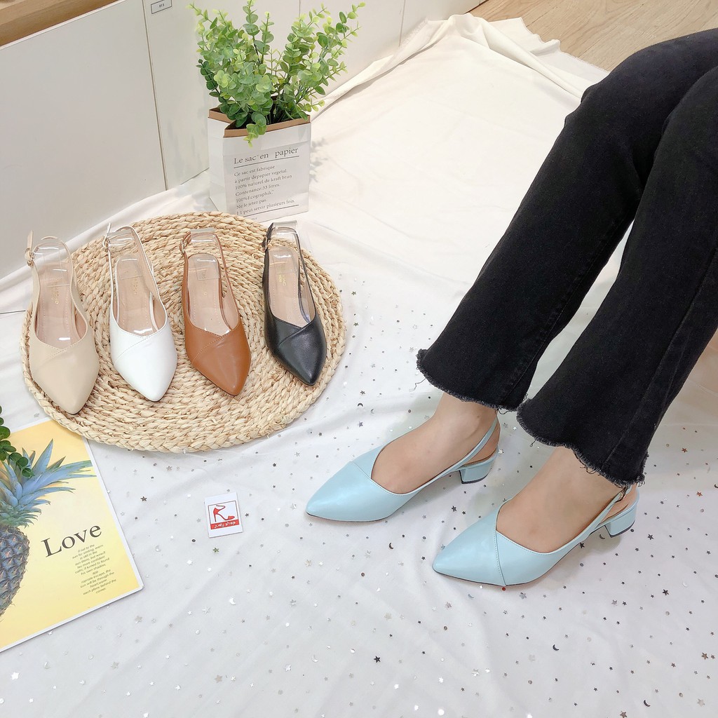 SANDAL VGB SLINGBACK 3P MŨI TIM XEO [FORM NHỎ, LẤY LÊN 1 SIZE]