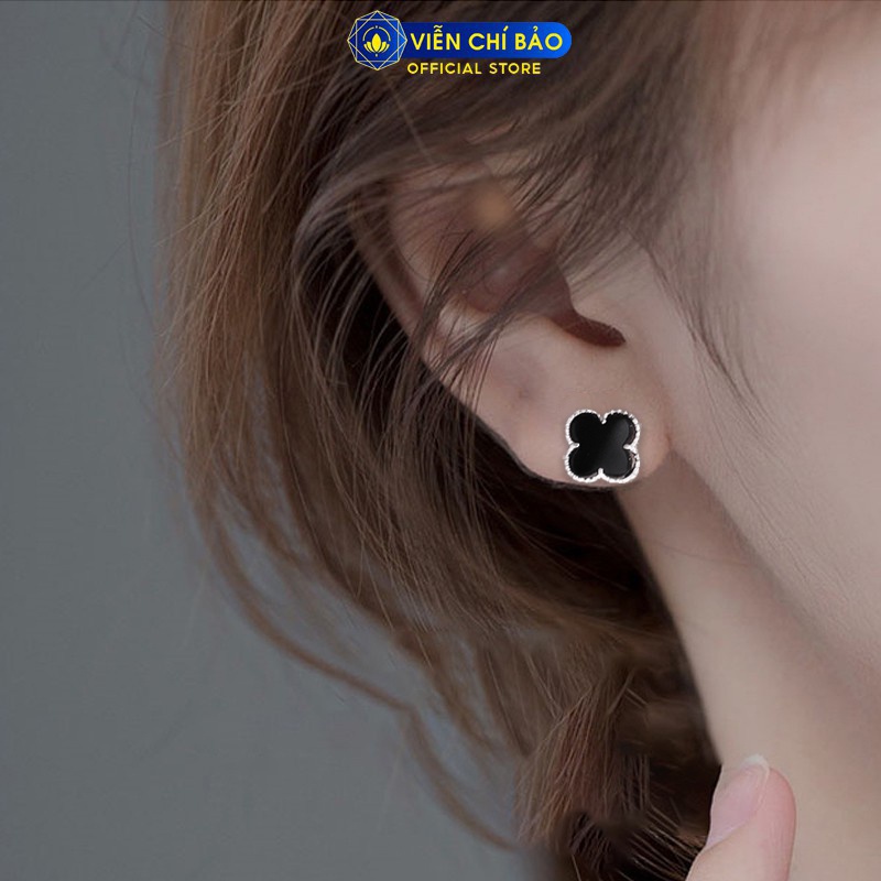 Bông tai bạc nữ cỏ bốn lá may mắn khuyên tai nữ bạc 925 thời trang phụ kiện trang sức nữ Viễn Chí Bảo B400206