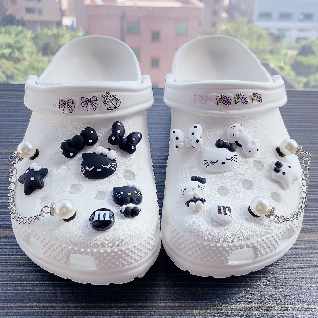 Bộ 14 Phụ Kiện Hình Hello Kitty Đính Đá Trang Trí Giày Dép