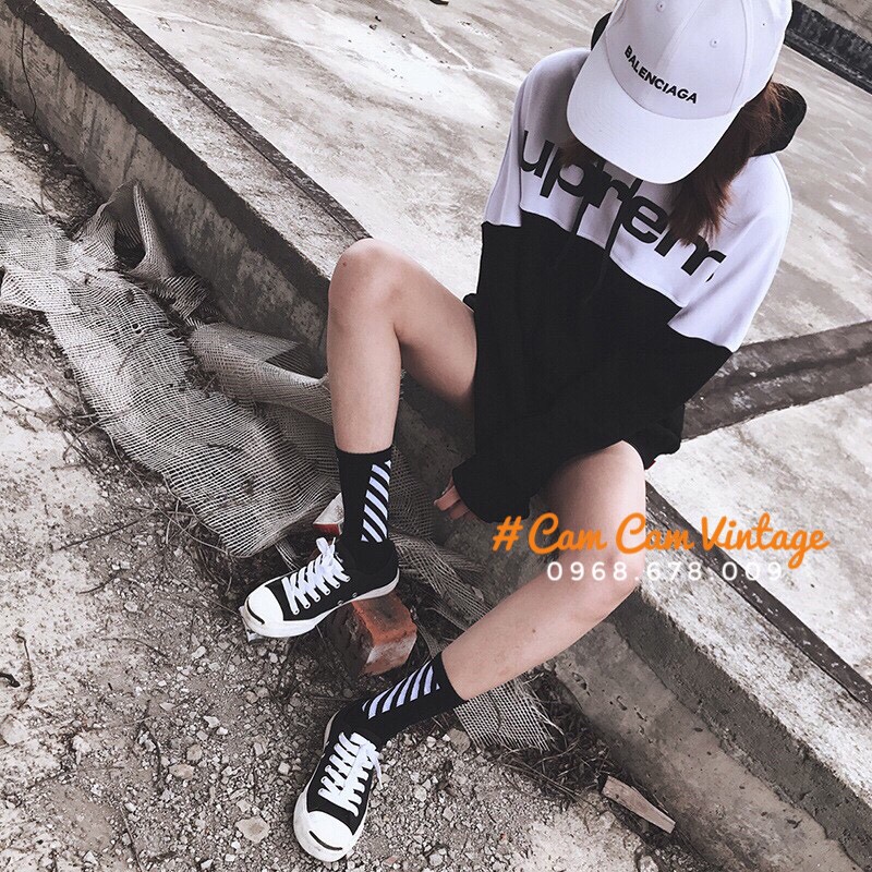 TẤT CAO CỔ NAM VỚ CAO CỔ NỮ THỂ THAO ULZZANG l UNISEX OFF WHITE RẰN RI