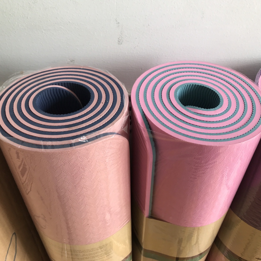 Thảm Tập Yoga Định Tuyến 2 Lớp TPE Độ Dày Chuẩn 6mm (Tặng Túi Đựng) Thảm Tập Gym Chống Trơn Trượt