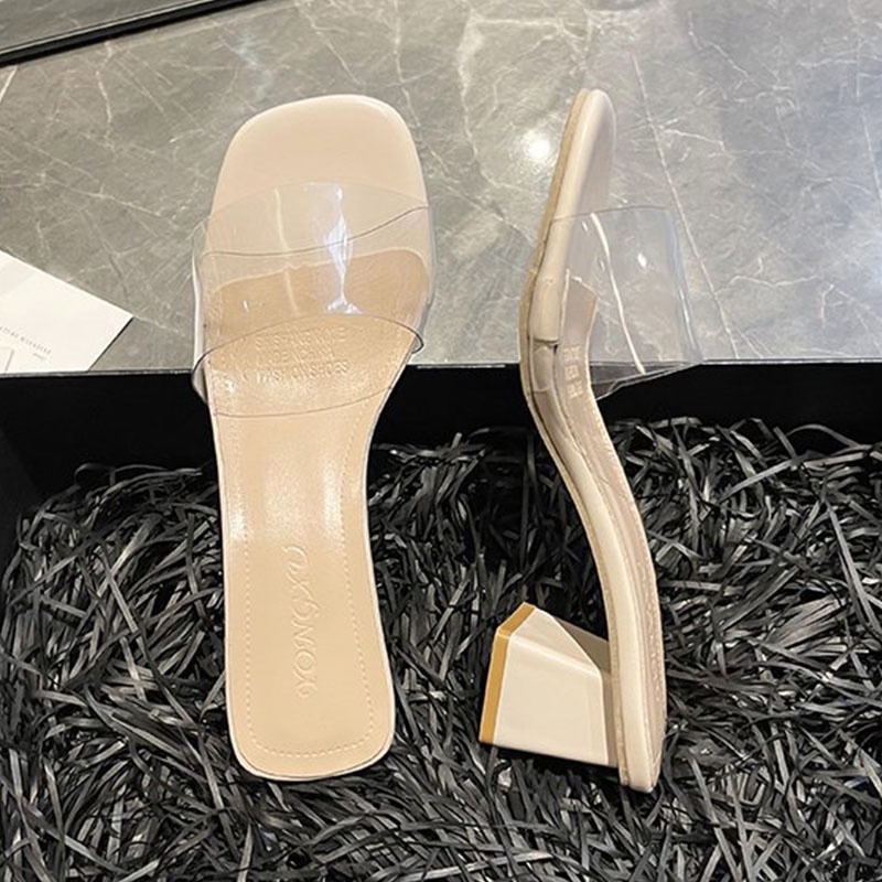Big Size 35-43 GIÀY SANDAL Cao Gót Quai Trong Suốt Thời Trang