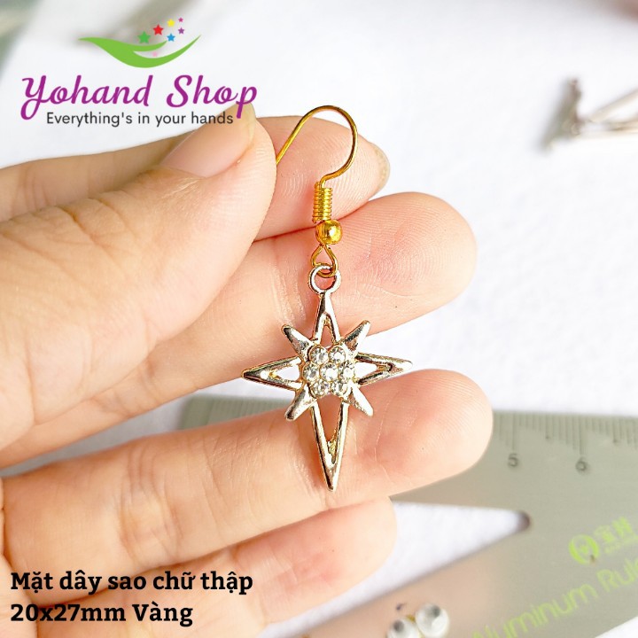 Mặt dây kim loại sao chữ thập ( gói 10 cái) - làm vòng handmade diy