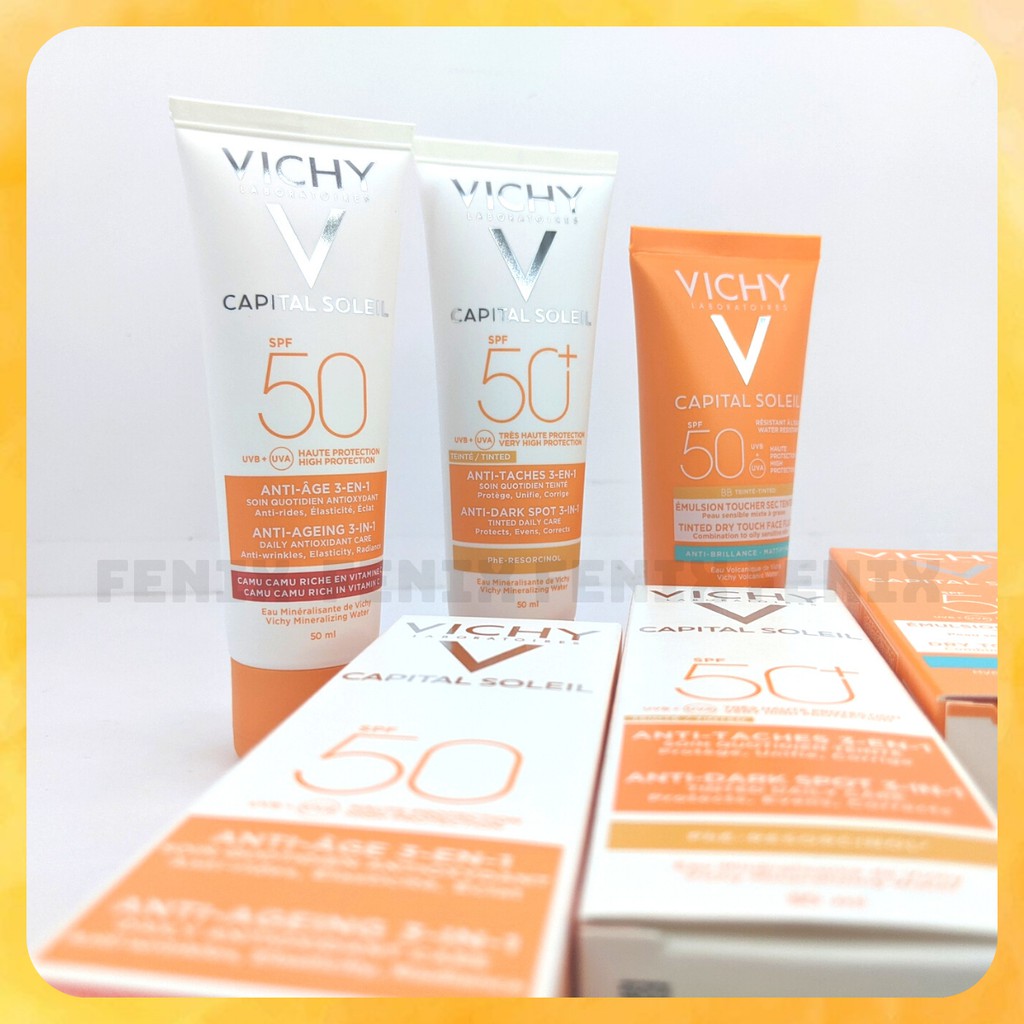 Kem Chống Nắng Vichy Capital Soleil SPF 50 Ideal Soleil 50ml - Capital Soleil 3in1 Anti-Age - Mattifying Face Fluid