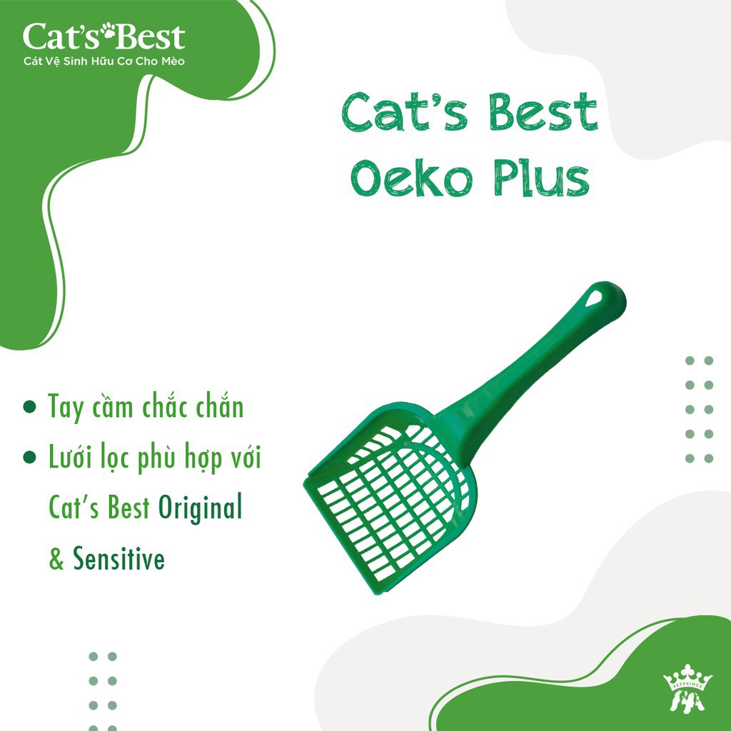 XẺNG VỆ SINH OEKO PLUS giúp việc dọn phần cát vón dễ dàng và hiệu quả hơn.Kích thước lỗ phù hợp cho Cat's Best.