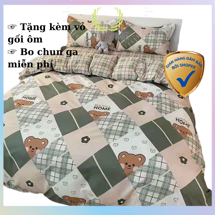 (Tặng vỏ gối ôm) Bộ chăn ga gối Poly Cotton chuột ô vuông cao cấp đáng yêu - Miễn phí bo chun