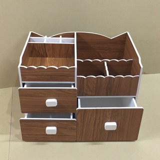 Kệ đựng mỹ phẩm tai mèo màu gỗ siêu gọn