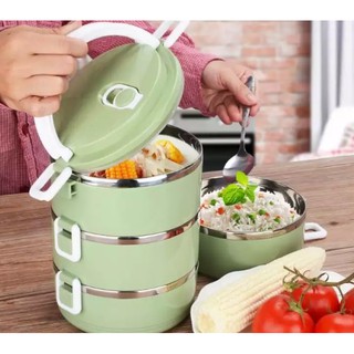 Hộp đựng cơm giữ nhiệt 4 ngăn inox lúa mạch-Cà mên-Camen giu nhiet 3 ngan, Cap long, Hộp đựng cơm bằng Inox