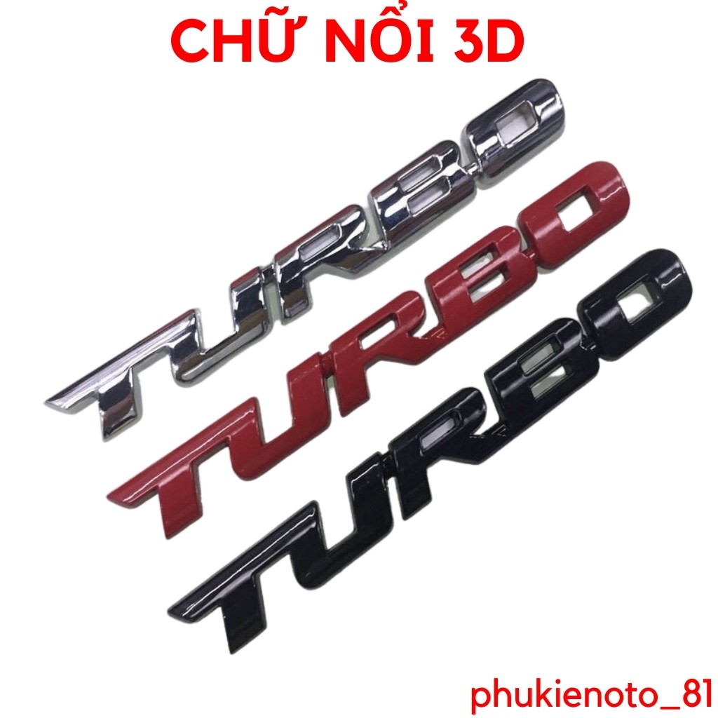 Chữ nổi 3D Turbo dán trang trí xe- Tem xe 1c