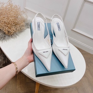 Sandal gót nhú Prada mũi nhọn da mềm