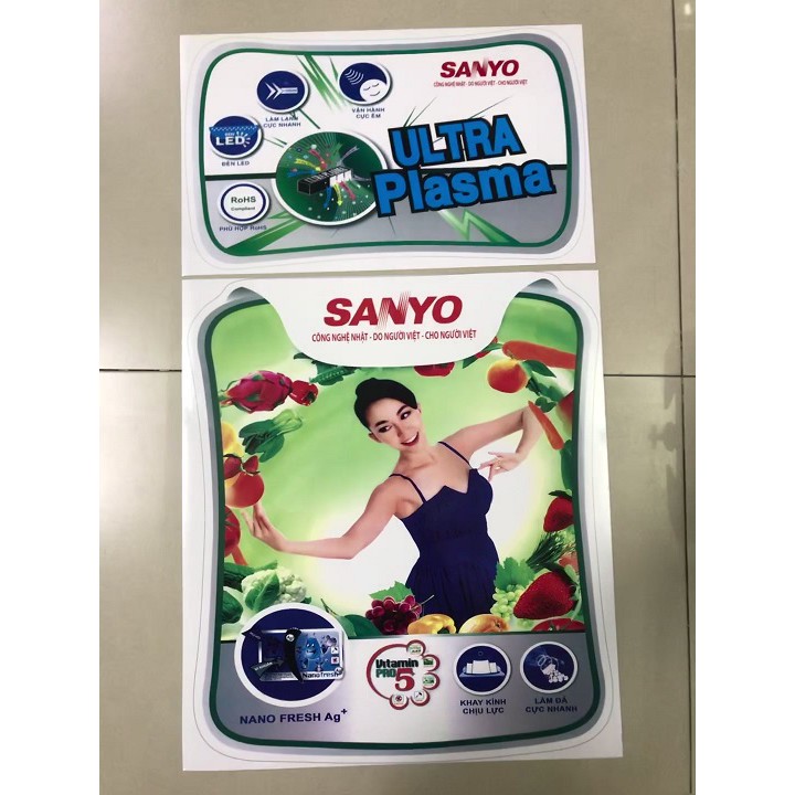 Miếng dán tủ lạnh Sanyo Aqua - Tem dán tủ lạnh Sanyo Aqua