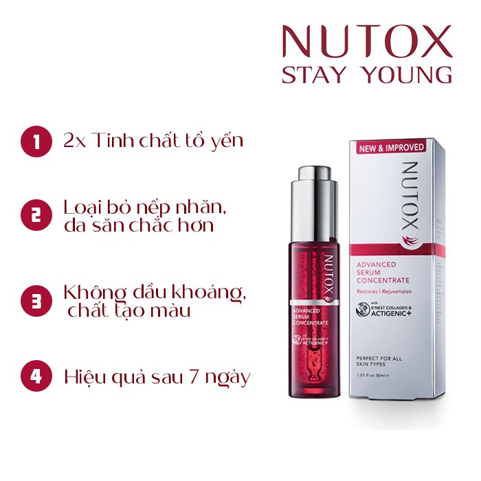 [Mã SRJULY1619 giảm 15K đơn 50K] Serum Tinh Chất Collagen Tổ Yến Trẻ Hóa Săn Chắc Da Chuyên Sâu Nutox - 30ml | BigBuy360 - bigbuy360.vn