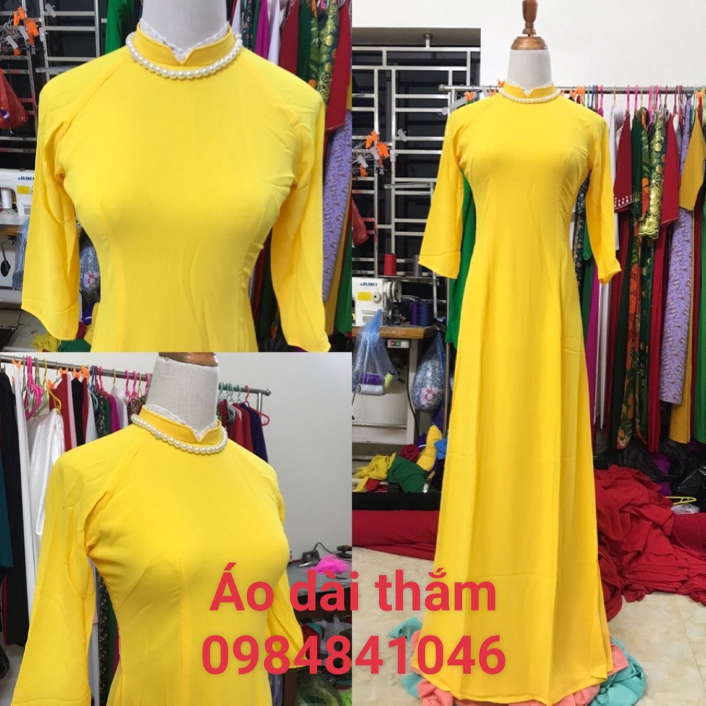 Áo Dài Học Sinh Áo Dài Trơn Truyền Thống 4 Tà Cổ 2cm Vuông Tay Lỡ