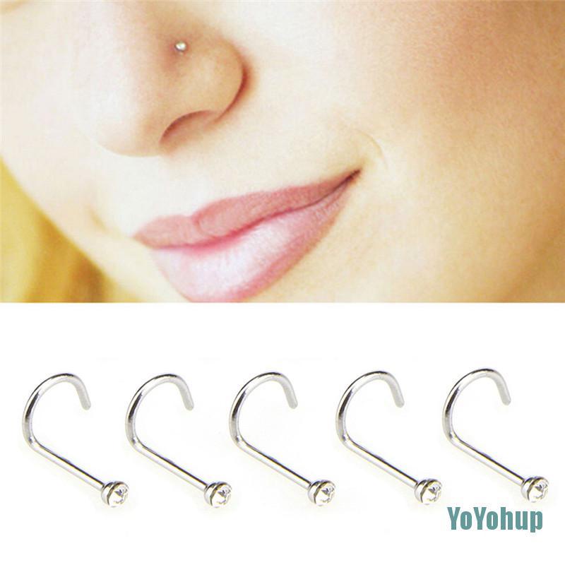 Set 20 Khuyên Mũi Bằng Thép Không Gỉ Đính Đá Pha Lê Thời Trang