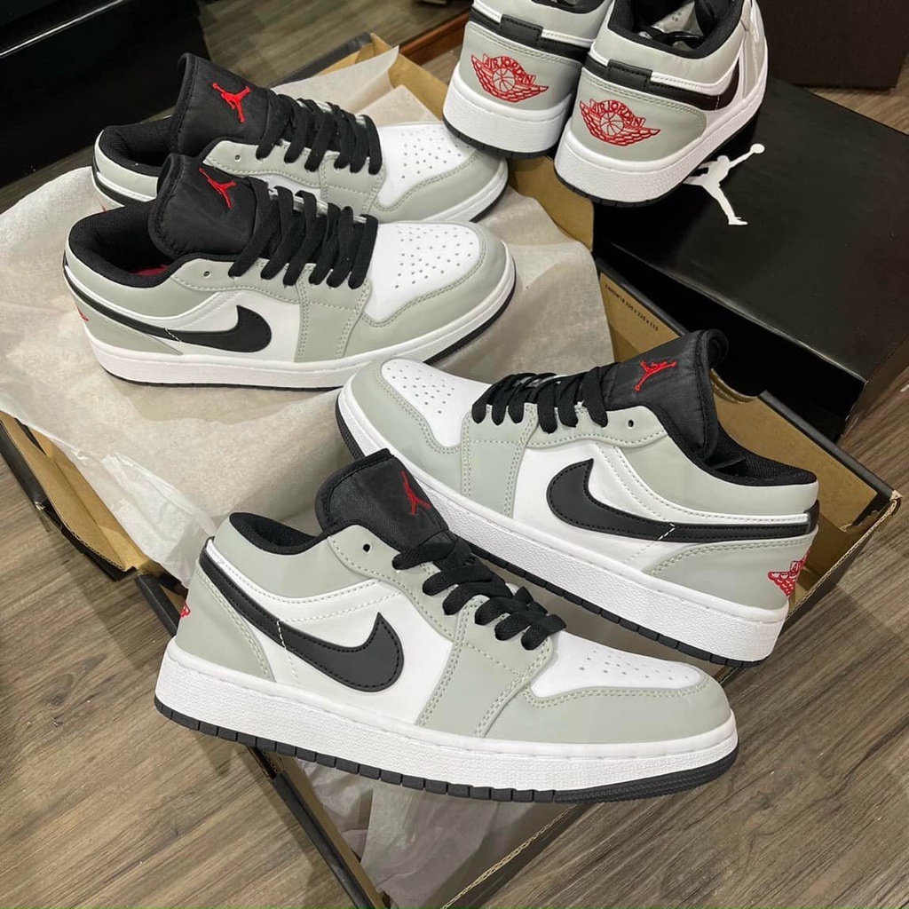Giày 𝐉𝐨𝐫𝐝𝐚𝐧 cổ thấp xám tro vạch đen nam nữ, Giày 𝐉𝐨𝐫𝐝𝐚𝐧 1 low smoke grey. Sneaker air JD1 bản đẹp full box bill